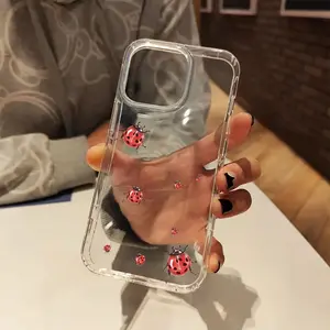 Adorable Ladybug-Themed Transparent Phone Case Suitable for Iphone Models 16E, 16, 11, 15, 14, 13, 12 Pro Max, And XR. Perfect Birthday Present for Both Women And Men