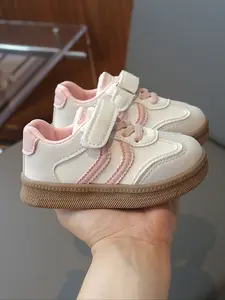 New Retro Stripe Velcro Soft Sole Casual Sports Shoes, PU Leather, Spring & Fall, Unisex School Sneakers