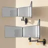 Umitec Mini Wireless Rechargeable 1500mAh LED Lighted HD Glass Trifold 3-way Mirror - Small Wall-Mounted, Removable Tabletop, 360-Degree Rotatable, with Protective Film for Makeup, Shaving - Christmas, Thanksgiving, Anniversaries Home Decor Lighted Mirror