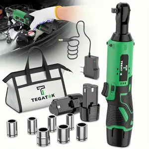 Lithium-ion Electric Ratchet Wrench, Special for Auto Repair and Truss Work, 90-Degree Right Angle Electric Wrench, High-Torque Rechargeable Model, 12V Lithium-ion Angle Ratchet Wrench