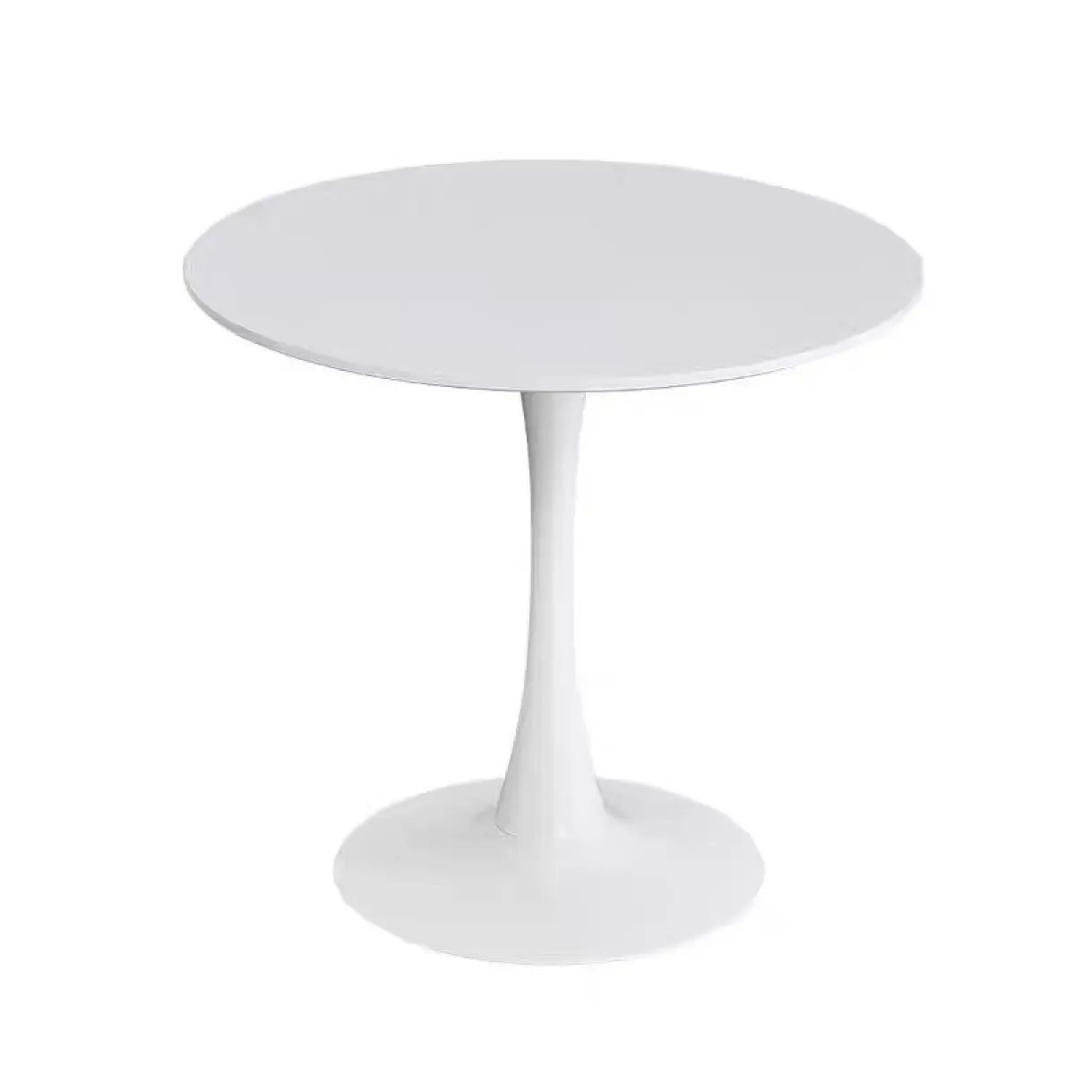 24 in Round Midcentury Modern Cylindrical Tulip Pedestal Side Table - Clean Look, Home Inspo, Minimal Chic, Smooth MDF Top, Steel Base, Compact Footprint, DIY Assembly, Easy Maintenance, Waterproof, Classic Living Room Furniture for Small Spaces, Clean Ae