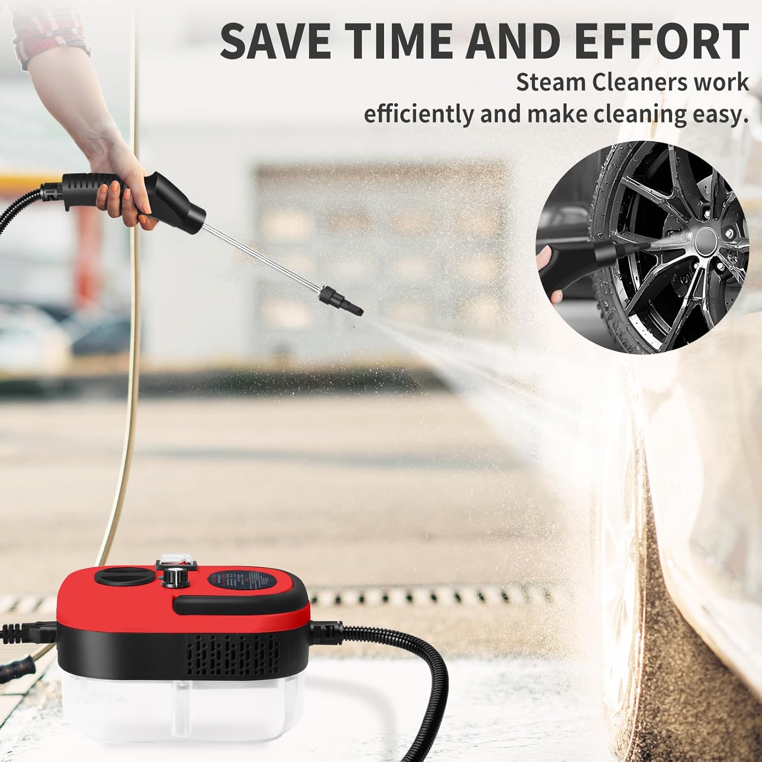 Pressurized Handheld Multi-Surface Natural Steam Cleaner with 14 Accessories, Powerful Chemical-Free Steam Cleaner, Suitable for Home and Cars, Cleaning Washing Machines, Air Conditioners, Kitchens, Summer Appliance Cleaning Tool. Home Use.