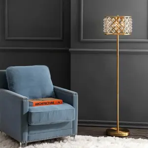 JONATHAN Y Elizabeth Contemporary Crystal/Metal LED Floor Lamp; for Living Room,Bedroom, Kitchen, Office
