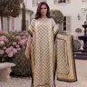 Women's Elegant Chic Style All Over Print Long Dress & Scarf, Beach Sun Protection Fitted Matching Set for Summer Womenswear