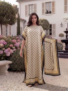 Women's Elegant Full-Body Print Shawl, Long Dress + Headscarf Scarf, Beach Sun Protection, All Seasons, Fitted Style