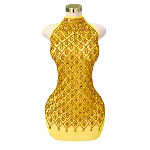 Factory Sale Beaded Bodice Applique Handsewing Decoration Accessories Long Large Heavy Handmade Rhinestones Shiny Patches Evening Dress