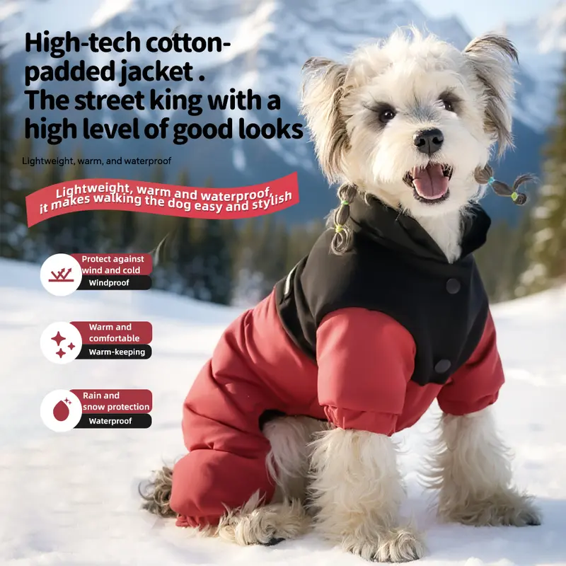 Winter Dog Warm Clothes Outdoor Puppy Teddy Bichon Schnauzer Four-Legged Coat Dachshund Clothes, Waterproof Windproof Pet Cotton Jacket for Cold Weather