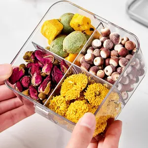 4 Pcs Airtight Food Storage Containers Storage Boxes Storage Tank with Lids Divided Storage Containers Stackable Containers for Home Kitchen Organization (4 Dividers, 460ML) Plastic Transparent Plastic Transparent Plastic Transparent Utensils