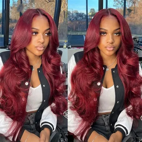 99j Color P4/27 Highlight Color Blonde Color Red Color Body Wave Wig 180% Density Burgundy 13x6 Full Frontal Human Hair Wigs Natural Black Lace Front Wigs Human Hair Brazilian Lace Wigs