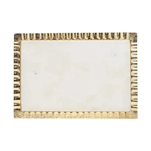 Rectangular Marble Tray w/Gold Ripple Border