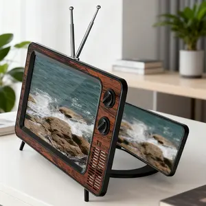 12 Inch Retro TV Design HD Phone Magnifier, Eye Protection Full Screen, Landscape Mode TV Like Viewing, Ideal for Enhanced Visual Experience, Cell Phone Holder