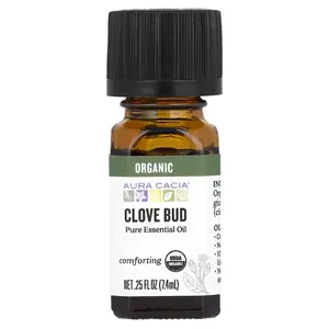 Aura Cacia Pure Essential Oil, Organic Clove Bud, 0.25 fl oz (7.4 ml)