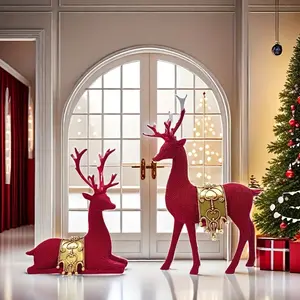 Charming Nordic-Inspired Resin Deer Figurines with Pearl Accents - Perfect for Christmas, Home & Office Decor for Christmas,halloween decorations,fall home decor Collectible Figurines