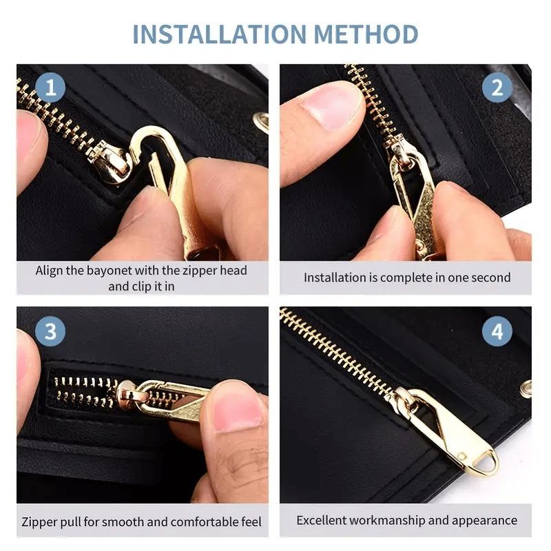 5Pcs Universal Zipper Pull Replacement Kit for Apparel, Bags & Crafts, Quick Fix for Damaged Zippers, Durable, Easy to Install, Long-Lasting Black DIY Beading Jewelry Making Accessory