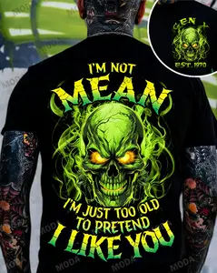 Chaosmoda Generation X I’M Not Mean I’M Just Too Old To Pretend I Like You Custom Year Skull T-shirt