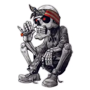 Skeleton American Flag Bandana Decal