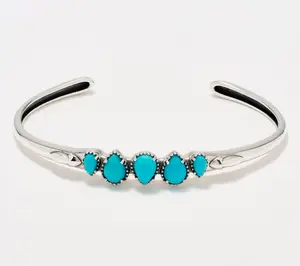 American West Sterling Five Pear Gemstone Cuff