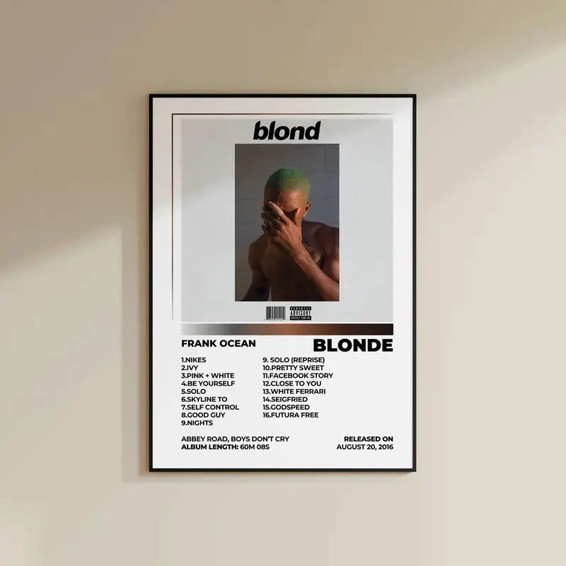 Vintage Frank Ocean Blonde Album Poster Minimalist Retro Music Tracklist Canvas Art Print Hypebeast Aesthetic Room Decor Dorm Wall Art Gift for Hip Hop Fans