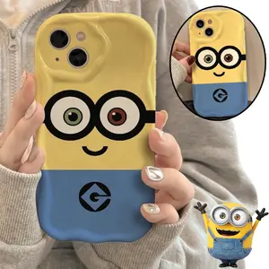 Kawaii Minions Bob Phone Case for IPhone 17 Pro Max Air 16 15 14 13 12 11 Pro Max Protective Cover for IPhone 14 15 Plus Decorative Case Gifts