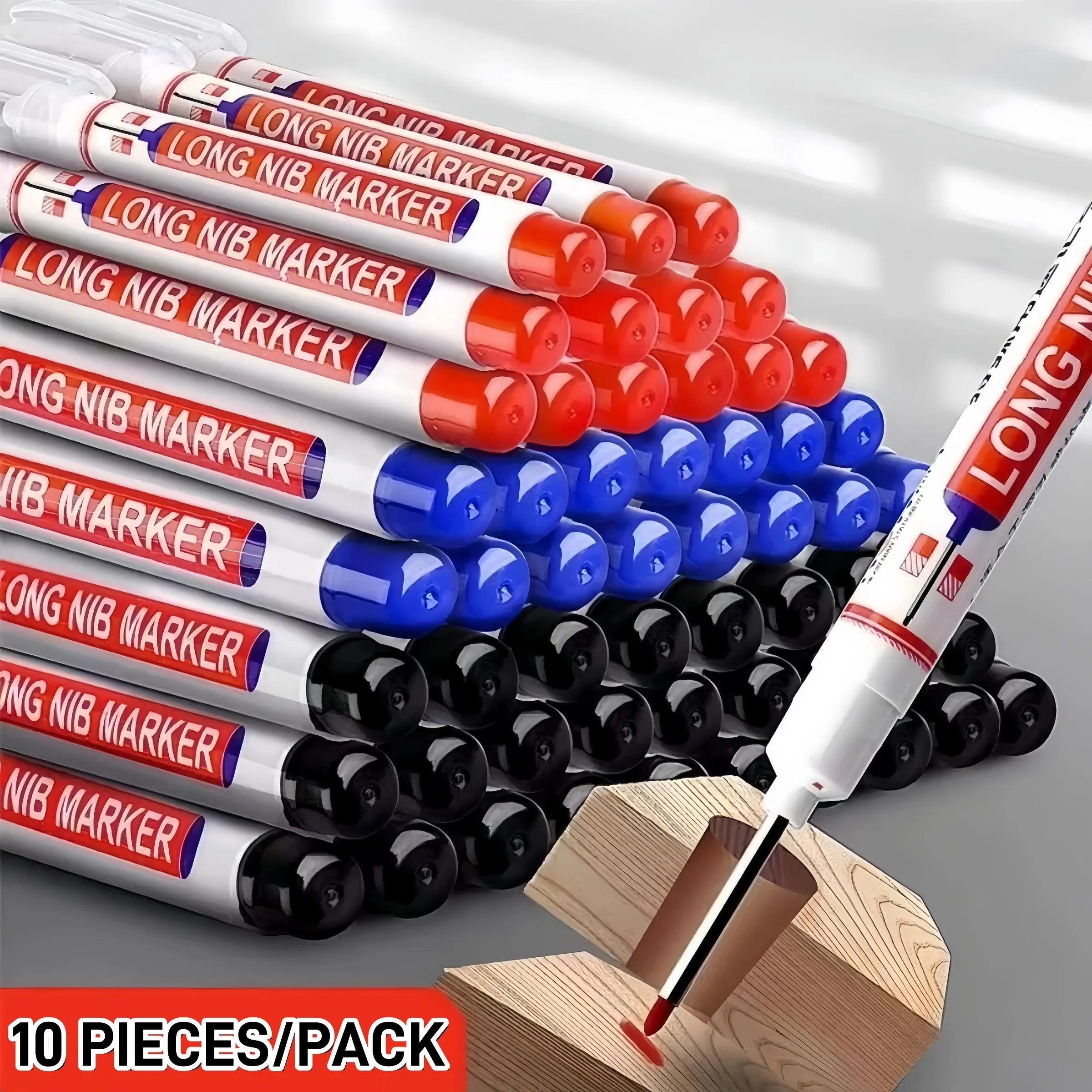 Long Marker Pen, 10 Pcs/Set Bulk Markers, Waterproof Ink Drawing Markers, Multipurpose Deep Hole Marker Pen for Metal, Ceramic, Glass, Leather and Film, Convenient Quantity, Artist Drawing Pen, Art Marker Pens, Sketch Markers