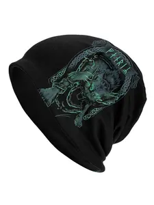 Viking Norse Fenrir Wolf & Futhark Rune Beanie Hat - Green & Viking Mythology Cap with Norse Ragnarok Design, Soft Unisex Winter Hat for Men & Women, Beanies