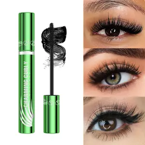 Charming electric eye green patterned mascara, thickening and lengthening long-lasting eyelash primer for women, waterproof and sweatproof, smudge-proof, quick-drying mascara, lashes lengthened to magnify eyes, a must-have makeup for beginners