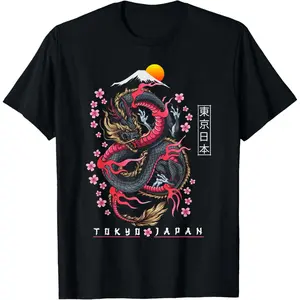 Japanese Aesthetic Dragon Tokyo Japan Manga Anime Asian 80’s T-Shirt