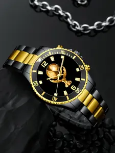 Men's Creative Star Watch Face Mechanical Style, Fashion Steel Band Wristwatch, Daily Party Gift, Student Sports Trend Watch