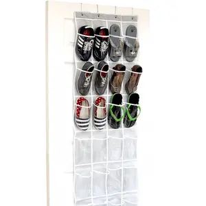 Versatile Simple Houseware 24 Pockets - Crystal Clear Over The Door Hanging Shoe Organizer,Underwear Storage Bag, Durable Storage