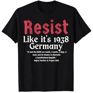 Resist Like It'S 1938 Germany T-Shirt Funny Letters Printed Graphic Saying Tee Short Sleeve Blouses Novelty Gift Family Matching