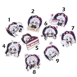 9 ops The Freak Circus Pierrot Sticker Set | Cute Chibi Circus Character Stickers for Laptops & Water Bottles