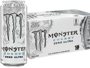 Monster Energy Zero Ultra, Sugar Free Energy Drink, 16 Ounce (Pack of 15)