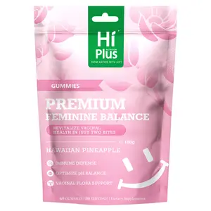 HiPlus Feminine Balance Chewable Gummies - Hawaiian Pineapple Flavor, Supports Women’s Health & Immune Wellness, Vegan & Gluten-Free, 60 Gummies (30 Servings),ph balancing gummies,magnesium complex,vitamins women