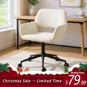 【Christmas Gifts】Homy Casa Classic Modern Design Ergonomic Office Chair with Lumbar Support & Armrests Breathable Fabric Height Adjustable Swivel Vanity Chair for Home Office Gaming Chair