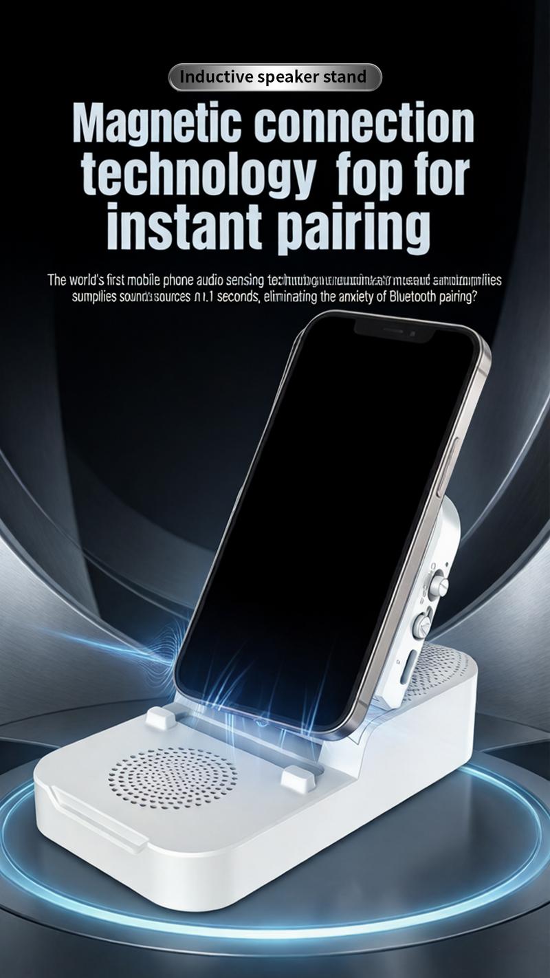 ATEYA Portable Induction speaker | Optional Bluetooth connectivity | Portable Mobile phone holder | Supports connecting two devices simultaneously | Four-in-one speaker.