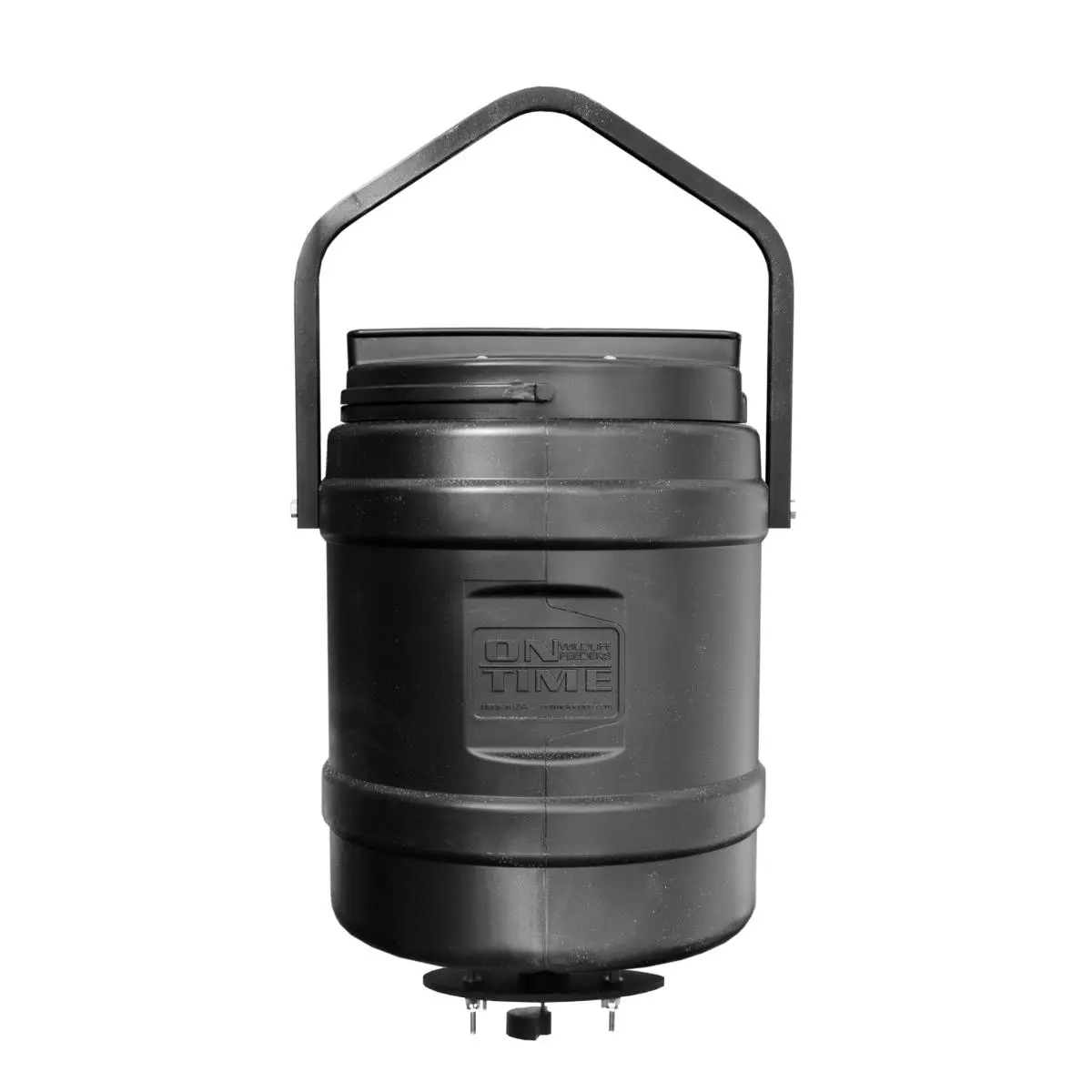 On Time Feeders 10 Gal Shakedown Feeder - Black, Battery Powered, Adjustable Feed Tray, Extremely Quiet Operation for Deer Hunting