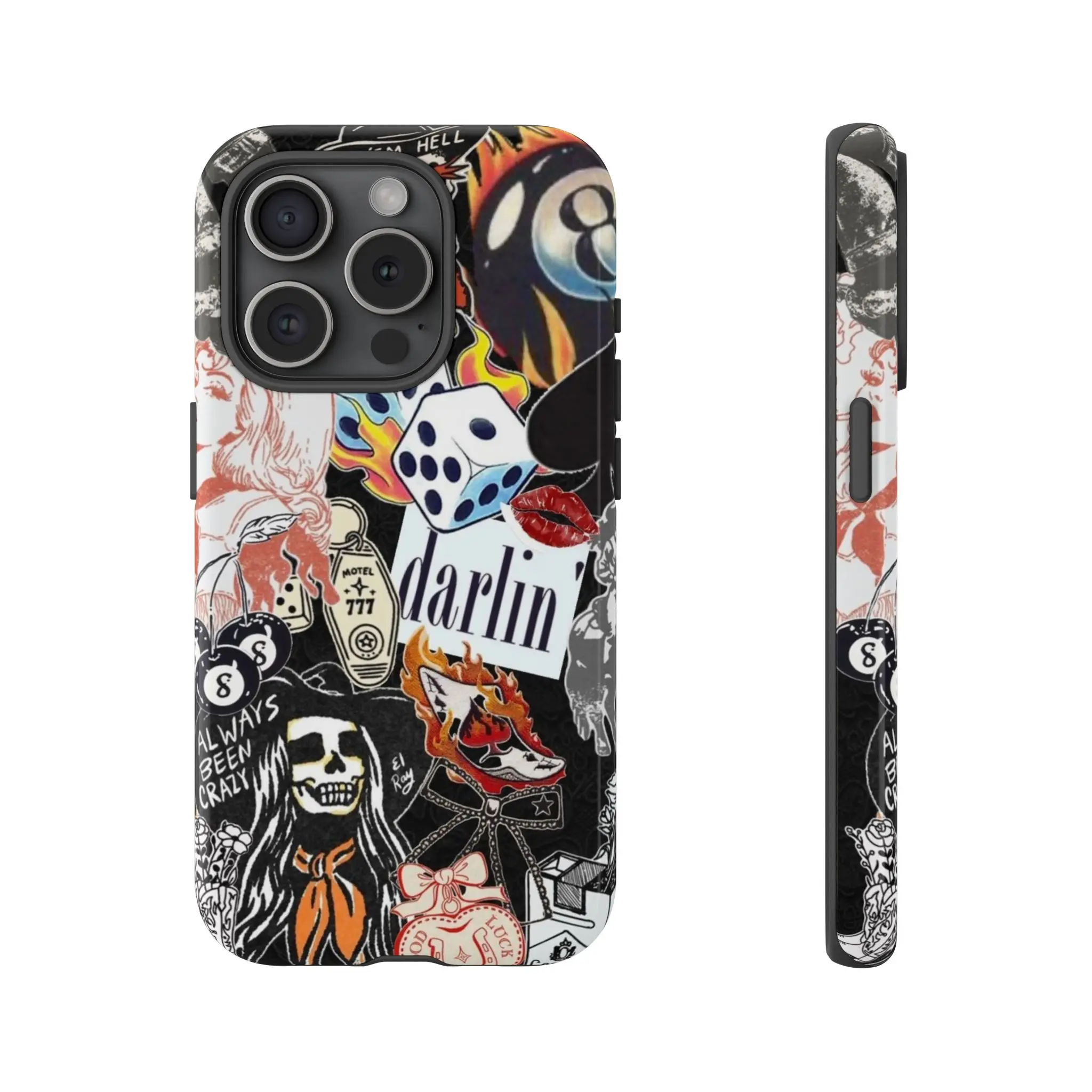 Shock-Absorbent Durable Rubber-TPU-Polycarbonate Cellphone Case & Protector for Multi Models iPhone 13,14 Pro,16 Pro Max - Retro Wild West Art, Rodeo,Cactus,Motel Design, Wireless Beach Shell Accessories, Funny Stickers (Colorful)