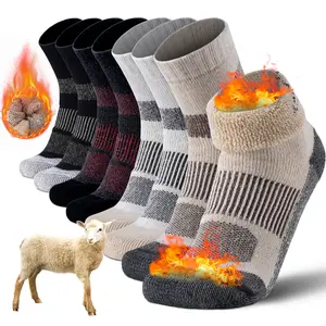 Men's 4 Pairs Warm Wool-Blend Crew Socks Thermal Insulated for Fall Winter Gym Hiking Daily Wear Perfect Gifts for Men