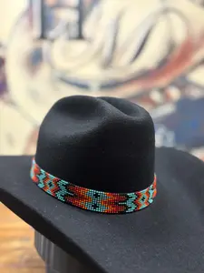 Hat Band - 7/8" Beaded - Blue/Red/Black