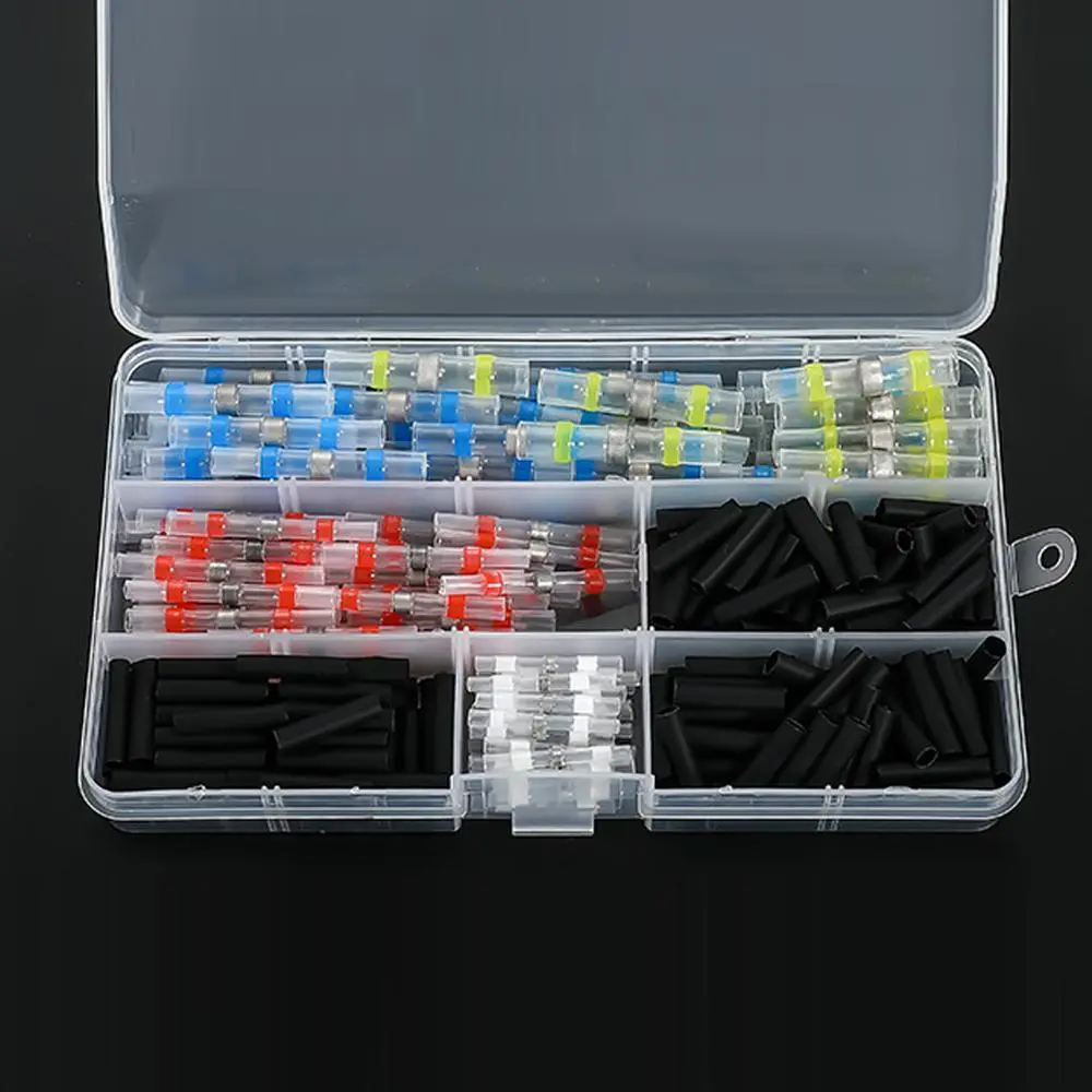 Heat Shrink Solder Connectors with Storage Box, High‑Temperature Resistant Heat Shrink Tube, Insulated Wire Connectors, Wire Connectors for Car Boat, Durable Reliable Connectors