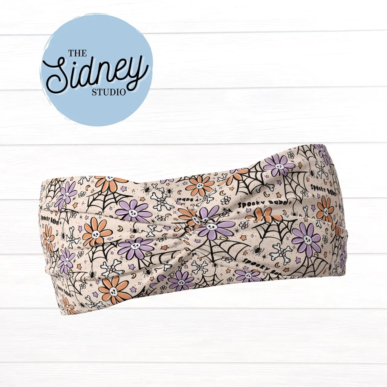 The Sidney Studio Halloween Spooky Babe Wide Twist Headband for Nurses Teachers and Moms Buttery Soft Ultra Stretchy Jersey Knit One Size Fits Most