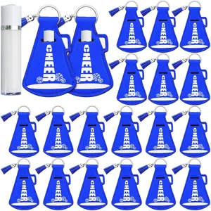20 Pcs Cheerleading Gifts Bulk Back to School Cheer Gifts Lip Balm Holder with Tassel Keychain for Cheer Teen Sports Cheerleader
