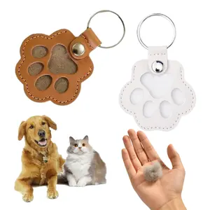 Pet Paw Shaped Keychain with Fur Storage Memorial Keepsake, Leather Design for Cats Dogs, Compact Everyday Carry Gift for Pet Lovers and Pet Parents