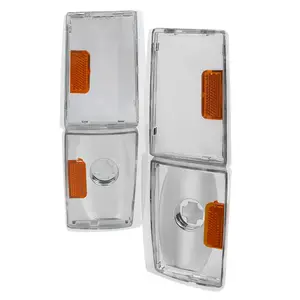 1988-1993 GMC Sierra/Yukon Chevrolet Silverado Corner Lights w/ Amber Reflectors (Chrome Housing/Clear Lens)