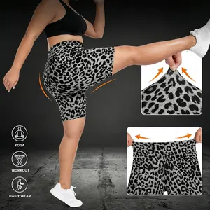 Women's high - waisted butt - lifting cycling shorts. They are daily casual pants with a leopard - print design. These tummy - controlling bottom shorts are suitable for fitness, running, yoga, gym workouts and other exercises.