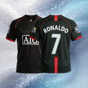 07 08 Away Black 7# Cristiano Ronaldo Short Sleeve Soccer Jersey Fans Version