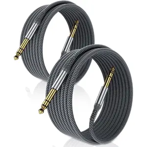 1/4 Inch TRS Instrument Guitar Cable 10ft 2Pack,Straight 6.35mm Guitar Bass AMP Cord,Quarter Inch 6.3mm Male Jack Stereo Audio Balanced Line for Electric Guitar,Bass,Keyboard,Amplifier,Speaker