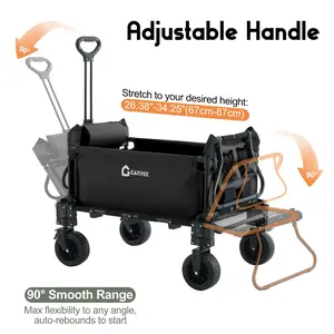 650LBS Capacity 2-in-1 Folding Wagon Cart, Foldable Design with All-Terrain 360° Swivel Wheels, Convertible into Lounge Chair, Collapsible Wagon Ideal for Beach Camping Garden Use