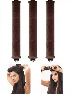 3 Piece No Heat Curling Iron Hooks Rubber Hair Roller Tool, Heatless Hair Curlers, Lazy Wave Curler for Sleep, Damage-Free Hairstyle Accessory