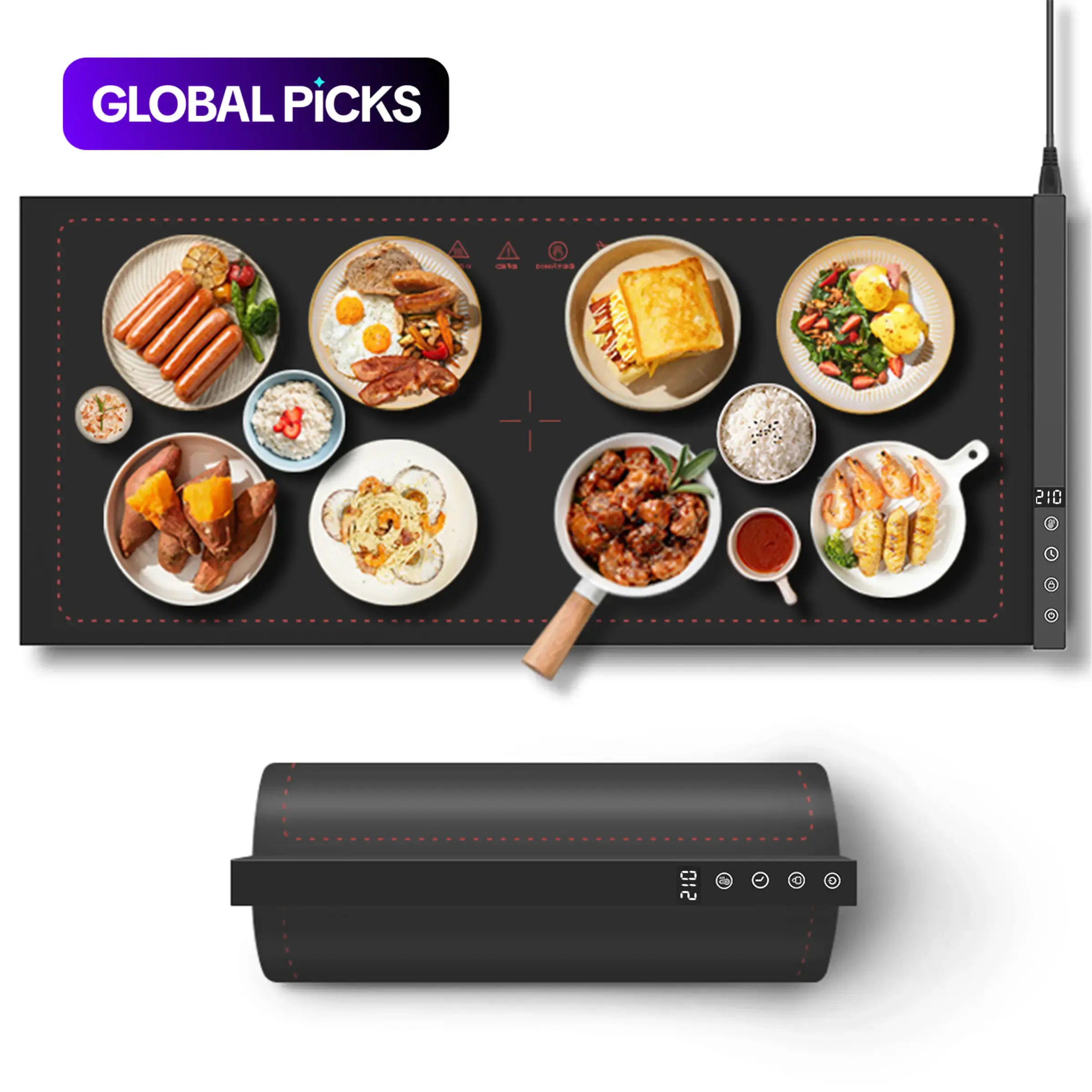 1 Pack Upgraded Silicone Electric Heating Tray, Foldable Food Warmer Pad with Adjustable Temperature & Timer, Ideal for Parties & Home Gatherings #GLOBAL PICKS